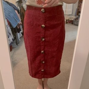 Women’s SHEIN burgundy button up pencil skirt, size small